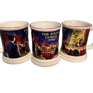Set of 3 POLAR EXPRESS Train Ride MUGS 3D Ceramic Hot Chocolate 2025 Warner Bros